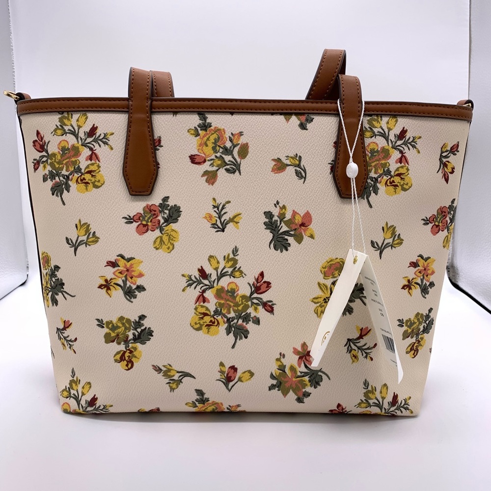 Tory Burch KERRINGTON Rose Floral Small Tote Bag Purse W/Strap - Multi - Picture 3 of 6